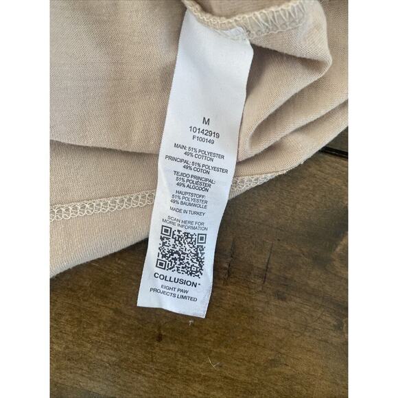 Collusion Men's Tan High Neck Graphic Tee Diamond Print Grunge Medium Streetwear - Picture 10 of 10